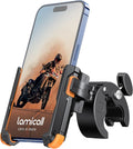 Lamicall Motorcycle Phone Mount Holder - [Camera Friendly] [1s Lock] Bike Phone Holder Handlebar Clamp, Bicycle Scooter Phone Clip, for iPhone Air, 17, 16, 15 Pro Max, Galaxy, 4.7-7" Phones, Orange