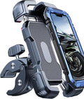 Motorcycle Phone Mount Holder, [150mph Wind Anti-Shake][7.2inch Big Phone Friendly] Bike Phone Holder, Motorcycle Handlebar Cell Phone Clamp, Compatible with iPhone 16 Pro Max, Black