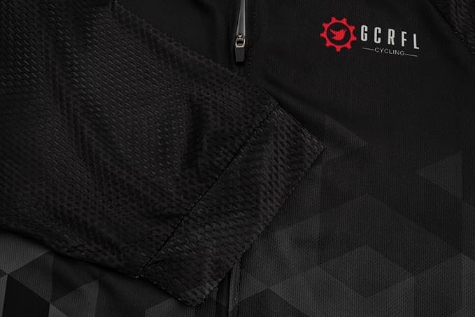 GCRFL Men's Cycling Jersey Short Sleeve Biking Shirt with 3 Rear Pockets + Zipper Pocket Breathable Quick Dry Bicycle Jersey