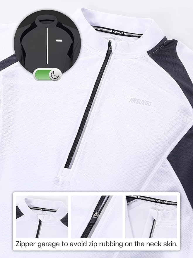 ARSUXEO Men's Half Zipper Cycling Jerseys Long Sleeves Mountain Bike Shirts 6031