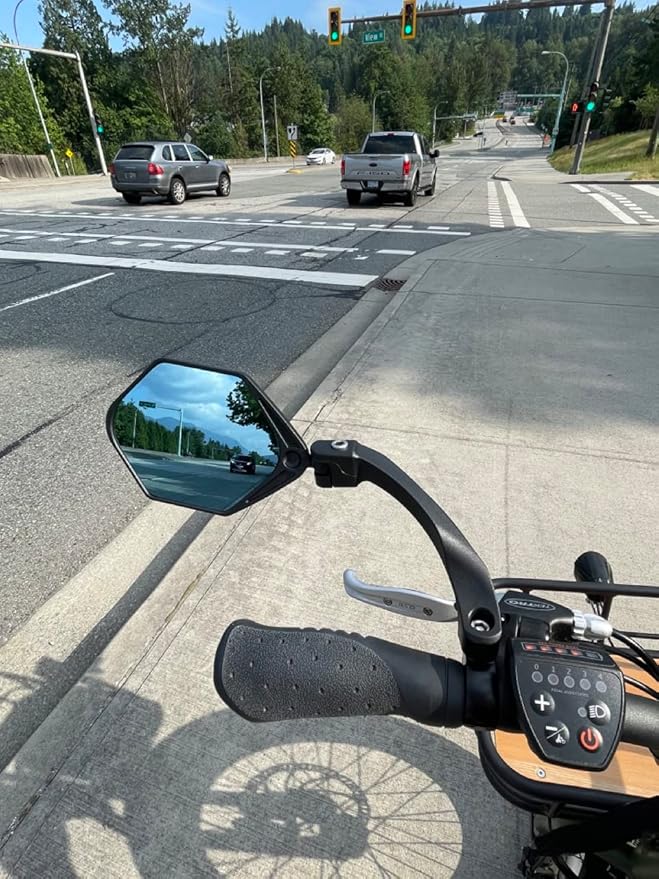 Hafny NEW Handlebar E-Bike Mirror, Large Surface Mirror, HD Automotive Grade Glass, Safe Blast-Resistance, Cycling, (HF-M904-FR01B) (Anti-glare Blue Glass Left)