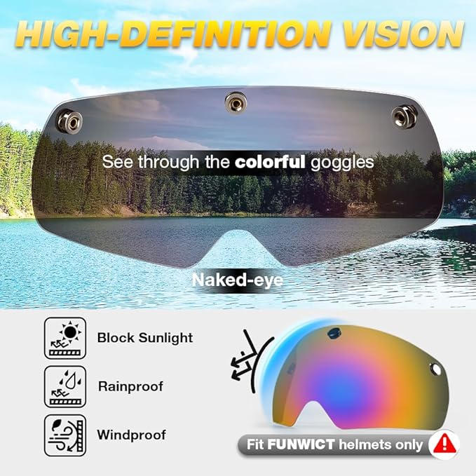 Magnetic Bike Helmet Goggles, Removable/Detachable Sun Visors Shield for Cycling Bicycle Helmet FW001