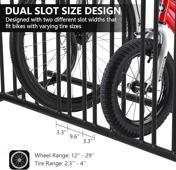 10-Bike Commercial Floor Bike Rack Stand, Grid Bike Rack In Ground, Heavy Duty Dual Sided Bicycle Storage Stand Floor Parking Stand for Garages, Schools, Retail Stores
