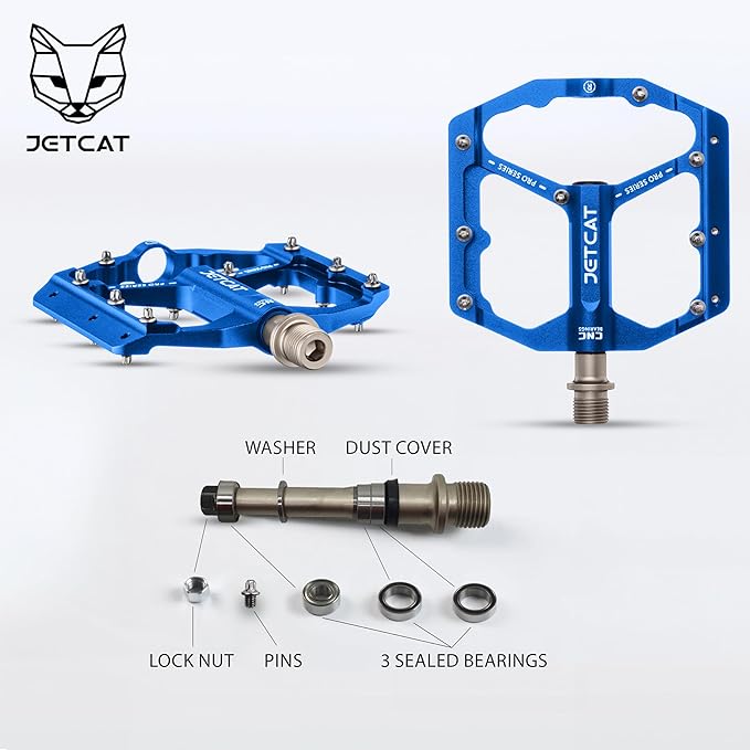 Mountain Bike Pedals Flat - MTB Pedals Flat, Bicycle Pedals, Road Bike Pedals, BMX Pedals, for BMX MTN Road Gravel EBike, Specialized Parts, Adults, Aluminum Metal Stamp 9/16"