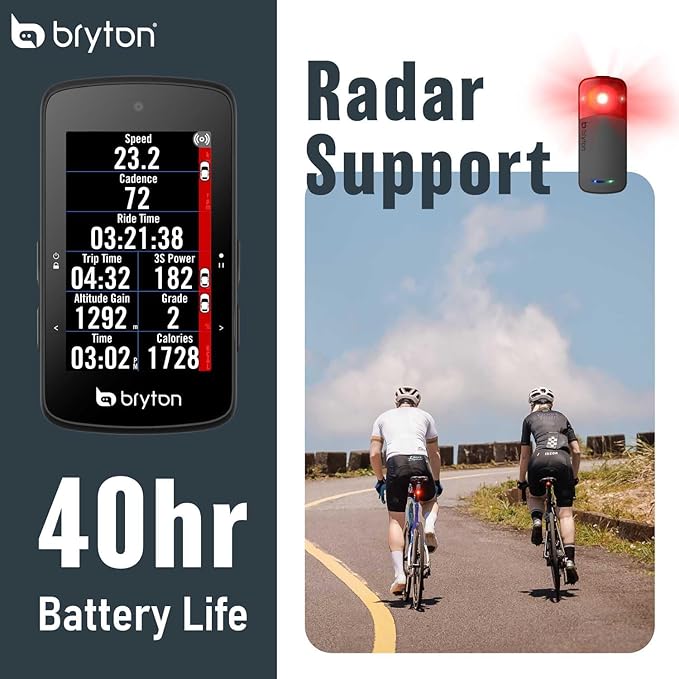 Bryton Rider 750SE 2.8 Inch Colour LCD Touchscreen GPS Bike Computer Offline EU Map Compatible with Bicycle Radar 40 Hours Battery Life Navigation with Turn-by-Turn Follow Track