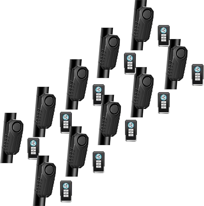 Bike Alarms,Bike Alarm Anti Theft, Bicycle Alarms with Remote,113dB Super Loud Bicycle Vibration Motion Sensor Siren Anti Theft Security System IP65 Waterproof, 10Pack