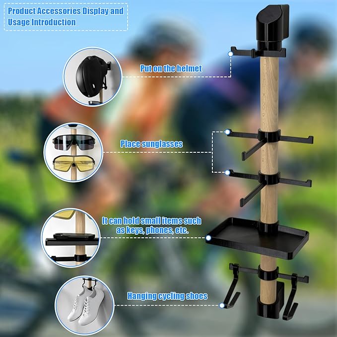 Wall- Mounted Cycling Gear Storage Rack | Holds Helmets, Shoes and Sunglasses | All-in-One Bicycle Accessories Organiser – A Unique Gift for Cyclists