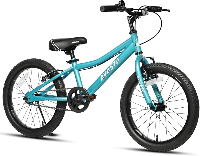 AVASTA Bilbo 18 20 24 Inch Kids Bike for Boys Girls 5-14 Years Old, Retro Style High Carbon Steel Bicycle with Adjustable Handlebars and Seat, Dual V-Brakes, Kickstand, Multiple Colors