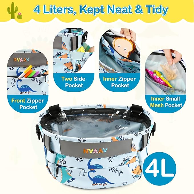 Kids Bike Basket Bag, Waterproof Bicycle Basket Pouch for Girls Boys 6-10, Children's Front Handlebar Bag with Reflective Safety Strap & Detachable Shoulder Strip, Fit Toddlers Bikes Tricycle Scooter