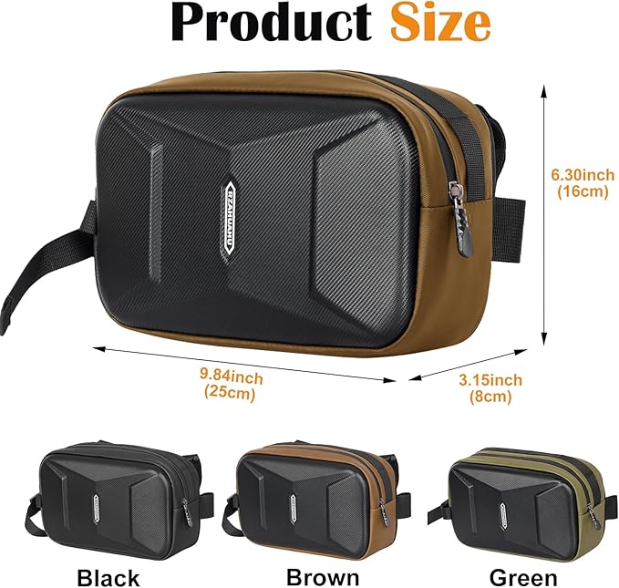 Bike Handlebar Bag, EVA Waterproof Bike Front Bag, 3.2L Bicycle Frame Storage Bag Waist Shoulder Bag, Bike Pouch for Road Mountain Bicycle Cycling Travel Hiking (Brown)