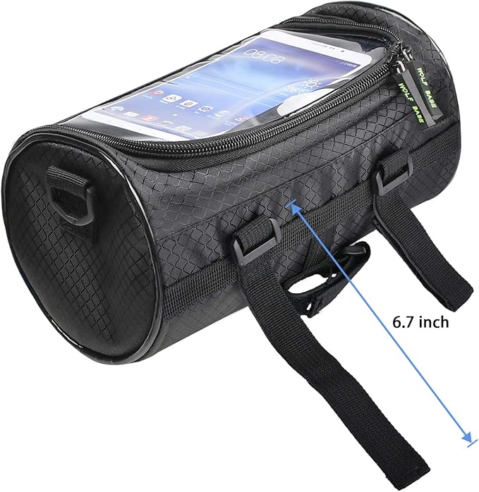 Bike Handlebar Bag, Waterproof Phone Cycling Mount Front Bags, Bicycle Storage Bag with Removable Shoulder Strap, 6 inch Transparent Pouch, Best Gift