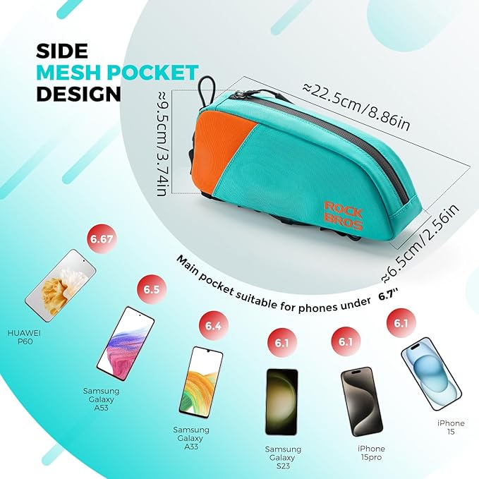 ROCKBROS Top Tube Bike Bag Bicycle Front Frame Bag Bike Storage Bag Mountain Bike Road Bike Pouch Pack Cycling Accessories Bike Frame Bag