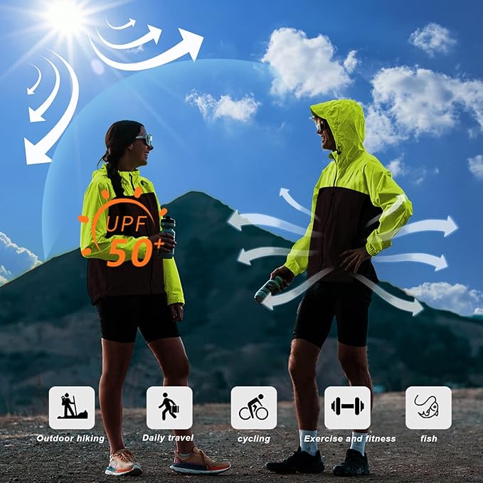Men's Cycling Jacket Waterproof Windbreaker with Detachable Running Hiking Cycling Vest Packable Rain Coat