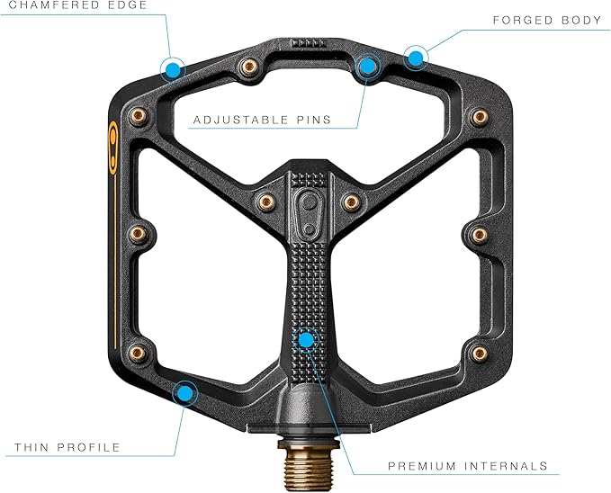 Crankbrothers Stamp Flat MTB Pedals - Size-Specific, Lightweight, Versatile, Durable Bike Pedals
