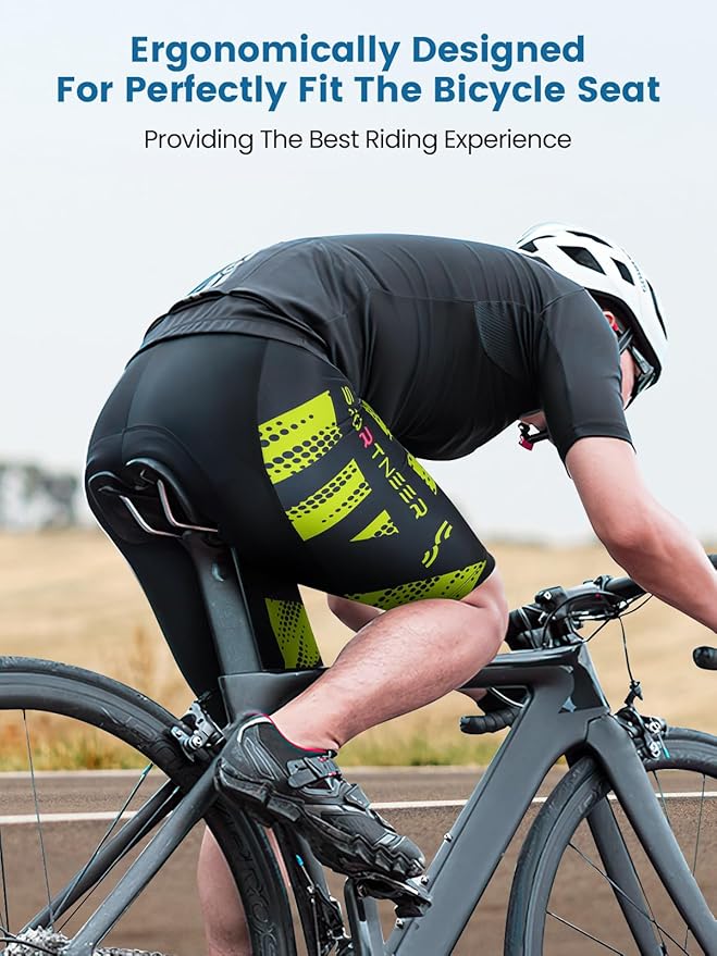 Sportneer Padded Bike Shorts for Men - 4D Padding Mens Bicycle Cycling Biking Clothing Shorts, Breathable and Absorbent