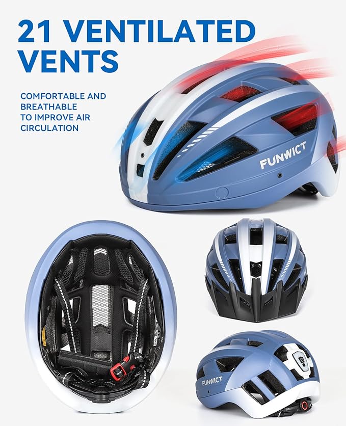 Adult Bike Helmet with Visor and Goggles for Men Women Mountain Road Bicycle Helmet Rechargeable Rear Light Cycling Helmet