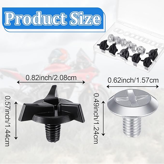 12 Pcs Helmet Visor Screws, Motorcycle Helmet Screws, Helmets Screw Replacement Kit with 6 Pcs Rubber Washers for Dirt Bike & Motocross Helmets