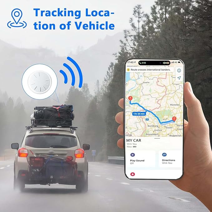 GPS Tracker for Vehicles, 1PCS Tracker Device for Vehicles Work with Find My (iOS Only), Tracking Devices for Cars Hidden with Magnetic Case, No Monthly Fee GPS Trackers