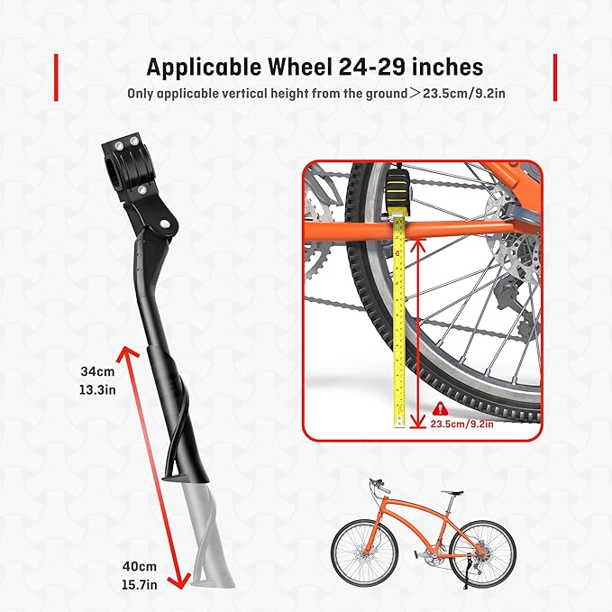 HENMI Bike Kickstand for Adult Bikes, Adjustable Bicycle Kickstand for Most 26"-29", Non-Slip Sole, Aluminum Alloy Material, Kickstand for Mountain Bike