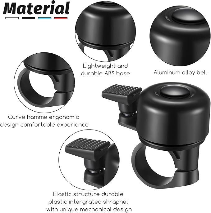 Hestya 4 Pieces Bike Bells, Bicycle Bells for Mountain Bicycle Handlebars Loud Crisp Clear Aluminum Road Bike Ring Bell with Screwdriver for Adults