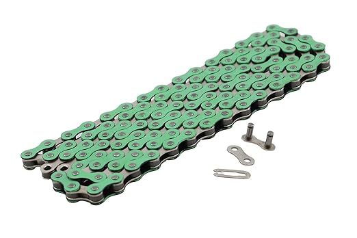 Bicycle Chain, 116 Links, 1/2 x 1/8 inches, Steel Single Speed with Magic Buckle, for Fixed Gear Bikes, Commuter Bikes, MTB (Green)