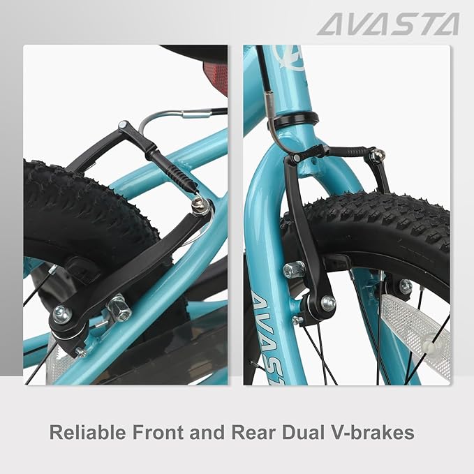 AVASTA Bilbo 18 20 24 Inch Kids Bike for Boys Girls 5-14 Years Old, Retro Style High Carbon Steel Bicycle with Adjustable Handlebars and Seat, Dual V-Brakes, Kickstand, Multiple Colors