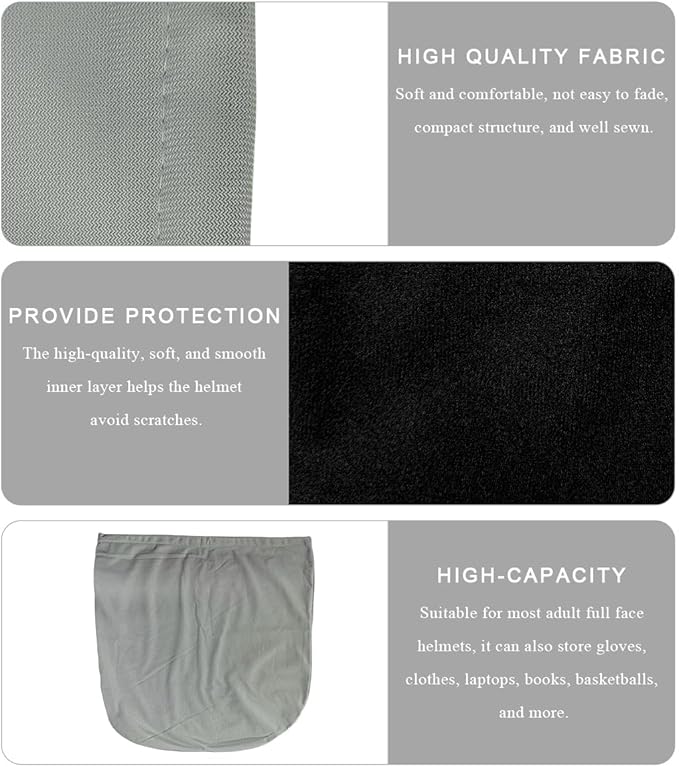 2 PCS Motorcycle Helmet Bag, Helmet Protection Drawstring Bag Made of Nylon Cloth, Large Capacity Helmet Storage Bag for Motorcycle Bicycle, Universal Motorcycle Accessories (Black+Gray)