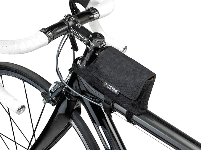 Topeak TriBag Frame Bike Bag (Large) – Top Tube Mounted Storage Pouch with Padded Main Compartment, Dual Side Pockets, and Secure Strap System for Easy Access on the Go