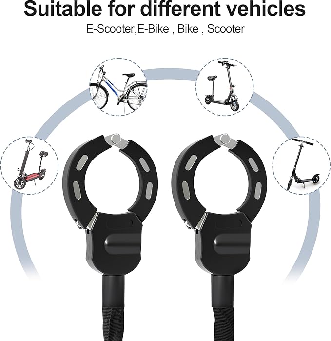 Electric Scooter Lock, Heavy Duty Anti Theft Chain Lock with Key, Accessories for Bike, E-Bike, Bicycle, Motorcycle, Scooter, Made of Zinc Alloy, Anti-Shear, Anti-Rust, 36 x 4.6 Inch, Black