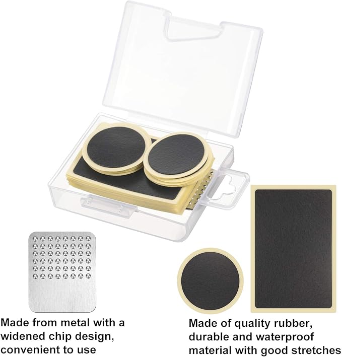 28 Pieces Pre-glued Patch Puncture Repair Kit Bike Tire Repair Kit, Bicycle Tube Puncture Rubber Glueless Patches with Metal Rasp and Portable Case for Bike Inner Tube(Black)