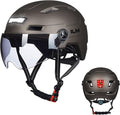 ILM Adult Bike Helmet with USB Rechargeable LED Front and Back Light Mountain&Road Bicycle Helmets for Men Women Removable Goggle Cycling Helmet E3-10L
