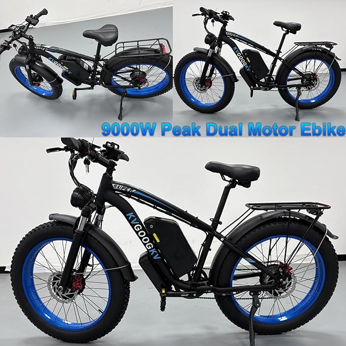 9000W Peak 58V Max-Output Ebike for Adults, Powerful 34Ah Battery Dual Motor Ebike, 47MPH Top Speed Fast E-Bike, Up to 105 Miles 24"x4.0 Fat Tires Electric Mountain Bicycle for Sand Beach Snow