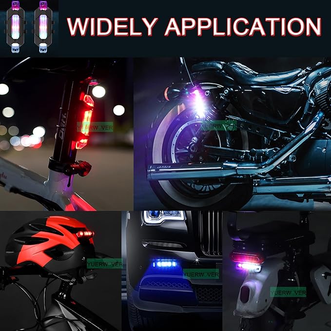 2 Pack USB Rechargeable LED Bicycle Rear Lights Cycling Bike Taillight Safety Lamp Night Essential Waterproof 4 Modes Warning Light for Men Women Kids MTB