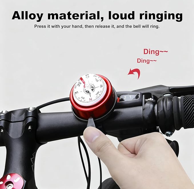 Pack of 2 Aluminum Alloy e-Bike Accessories for Adults | Compass Bicycle Bell & Loud Bike Horn Fits in 22.2mm Handlebars | Must Have Accessory for Men & Women for Mountain & Road