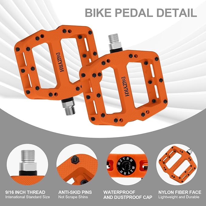 MZYRH Mountain Bike Pedals 9/16" 3 Sealed Bearings Lightweight Non-Slip Nylon Fiber Bicycle Platform Pedals for Road BMX MTB
