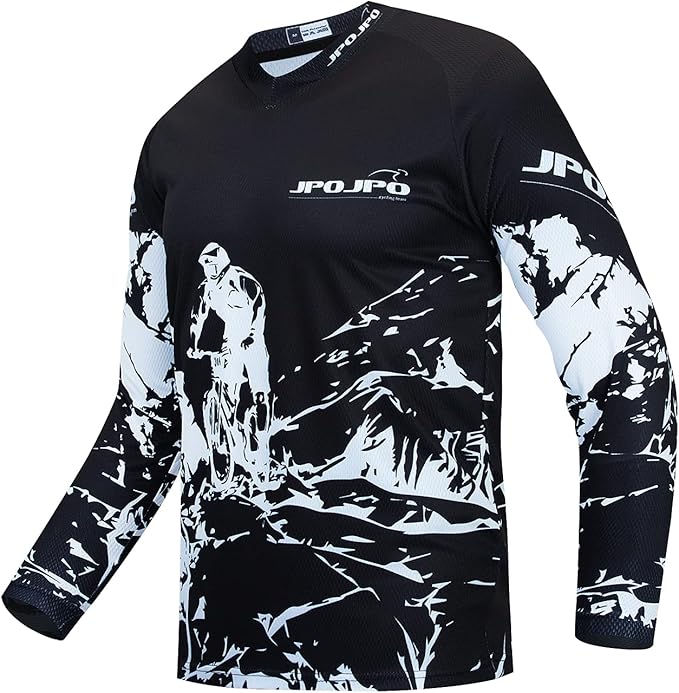 JPOJPO Men's Mountain Bike Jersey Long Sleeve MTB Off-Road Racing Downhill Motocross Shirts Quick Dry&Moisture-Wicking Tops