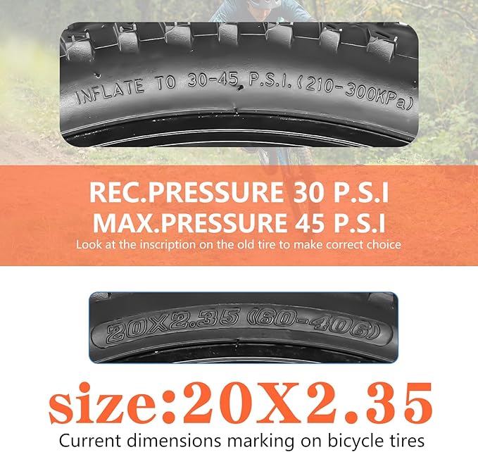 1 or 2 Pack 20 x 2.35 Bike Tire 20 inch Bike Tire Folding Replacement Bicycle Tire for MTB Mountain Bike BMX Bicycle and Commuter Bike
