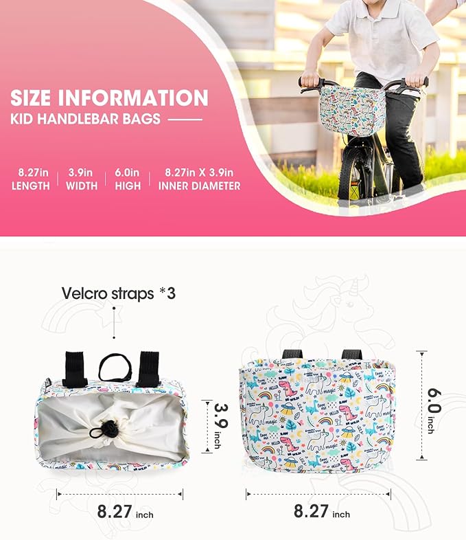 ANZOME Bike Basket for Girls, Children's Front Bike Decoration Accessory for Girls & Boys Gift Fits Most Children's Bikes Like Tricycle, Balance Bike, Scooter
