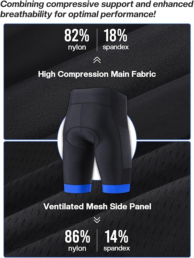 ARSUXEO 4D Padded Bike Shorts for Men Cycling Shorts with Phone Pockets Bicycle Biking Shorts