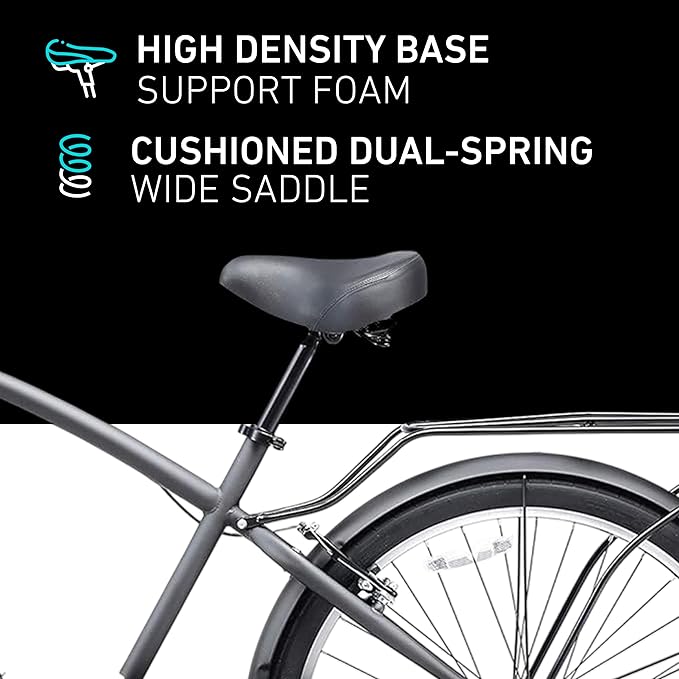 sixthreezero EVRYjourney Men's Steel Beach Cruiser Bike, Hybrid Bicycle with Rear Rack and Fenders, 26-Inch Wheels, Multiple Speed Options and Color Options