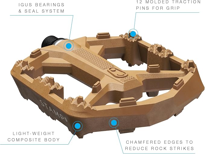 Crankbrothers Stamp Flat MTB Pedals - Size-Specific, Lightweight, Versatile, Durable Bike Pedals