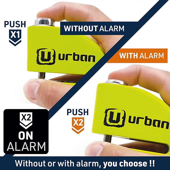 URBAN UR906X Hi-Tech Alarm Disc Lock 120 dB ON/Off, Replaceable Module, High-end Waterproof, Longlife Battery, Reminder Cable, Universal Motorbikes, Bicycles, Ebikes, Motorcycle Lock Anti Theft