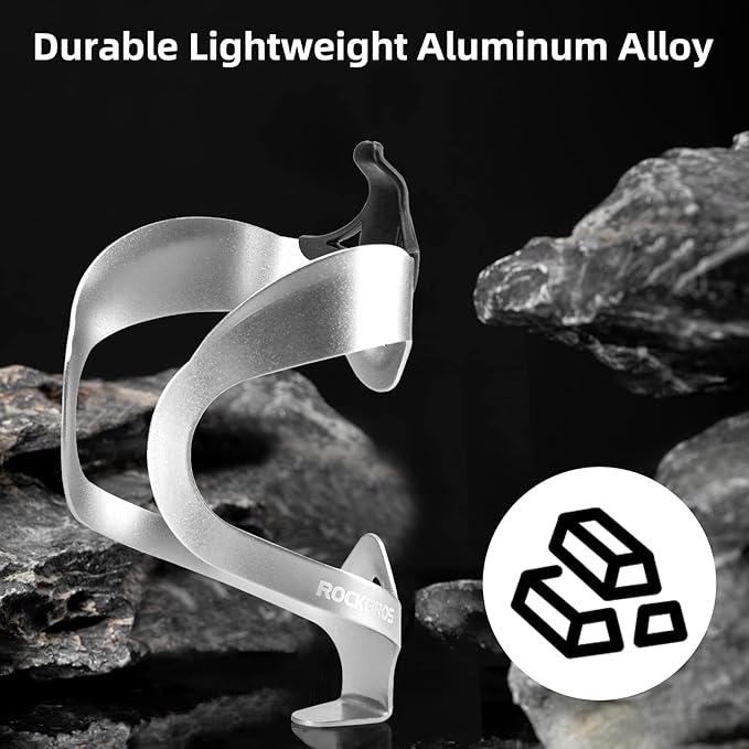 ROCKBROS Lightweight Sturdy Alloy Aluminum Bike Water Bottle Cage - Road & Mountain Bike Cup Holder