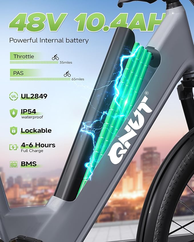 Electric Bike for Adults, 1200W Peak Commuter Ebike with 48V Built-in Battery 26" City Step Through E-Bike 7-Speed 65Miles 20Mph Urban Electric Bicycles for Women Men Teens