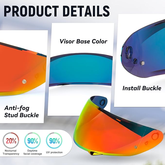 XINGWU Motorcycle Helmet Visor Replacement for Tinted C10 Helmet Visor with Anti-fog Rainproof Film UV Protection Face Shield (Deep Purple)