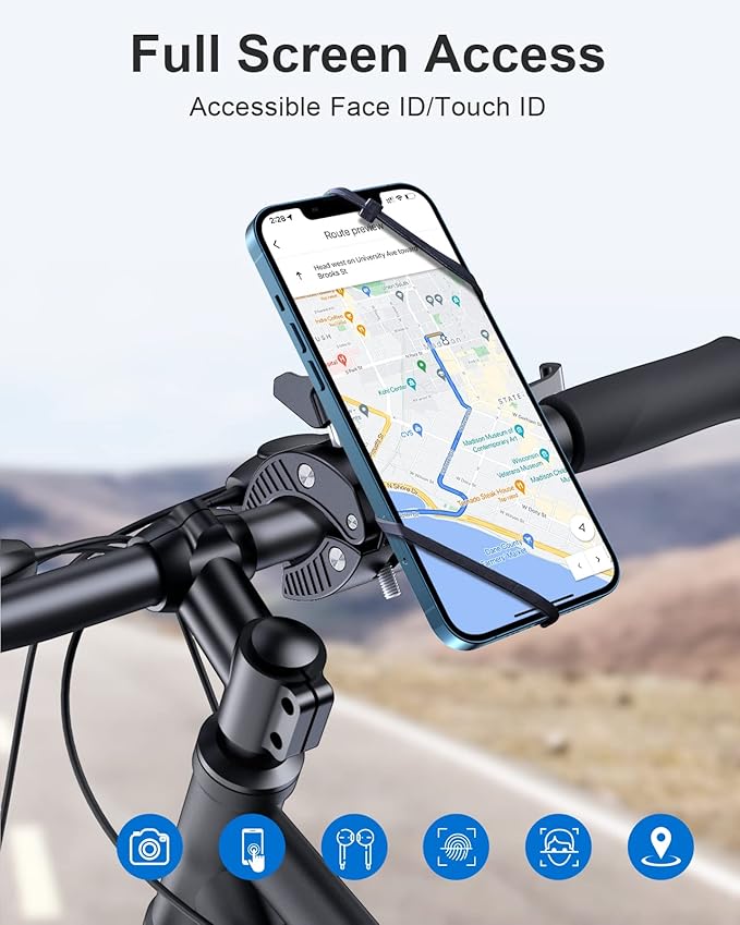EWA Universal Magnetic Bike Phone Holder - 360° Rotating Motorcycle Handlebar Mount, Secure Grip with Silicone Bands, MagSafe Compatible for Indoor Cycling,Treadmill,Spin Bike,Elliptical