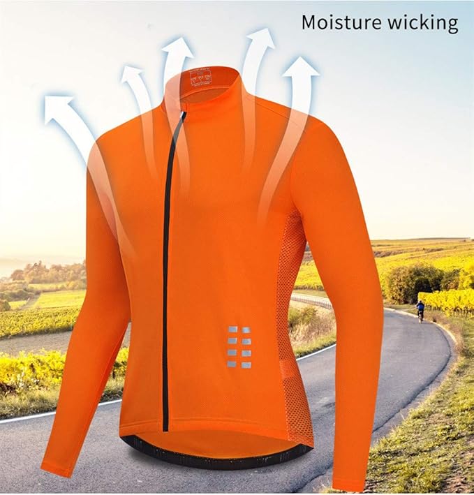 WOSAWE Men's Cycling Jersey Long Sleeve Bicycle Shirt Breathable Mountain Bike Tops for Riding, Running, Hiking