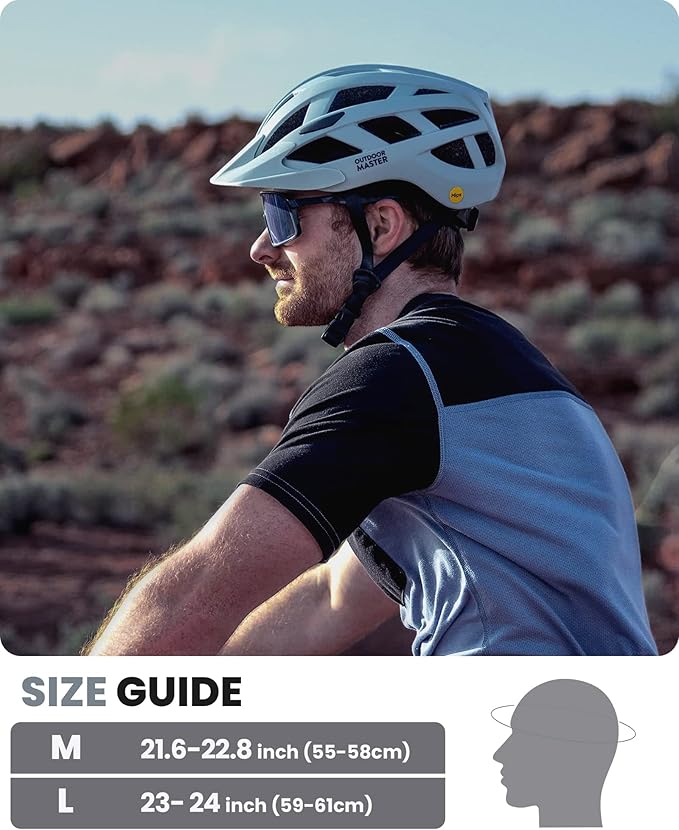 OutdoorMaster Gem Recreational MIPS Cycling Helmet - Two Removable Liners & Ventilation in Multi-Environment - Bike Helmet in Mountain, Motorway for Youth & Adult