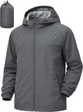 Men's Rain Jacket Windbreaker Waterproof Jacket Raincoat Cycling Running Hiking Gear Hood Lightweight Packable