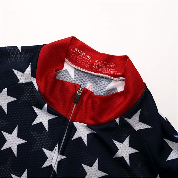 JPOJPO USA Cycling Jersey Men Short Sleeve Bike Shirts Biking Jersey Summer American Bicycle Tops with 3 Pockets Reflective